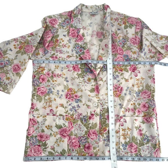 Vintage Blair 80s Floral Bouquet Cream Blazer Jacket Size 16 - Picture 12 of 12